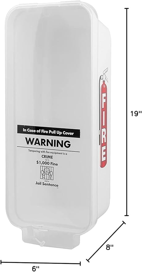 PRO&Family Fire Extinguisher Cabinet Fire Extinguisher Box Outdoor Fire Cabinet Mounted Fire Extinguisher Cabinet Fire Extinguisher Cover (15, White with Clear Pull-Cover, 5 lb)