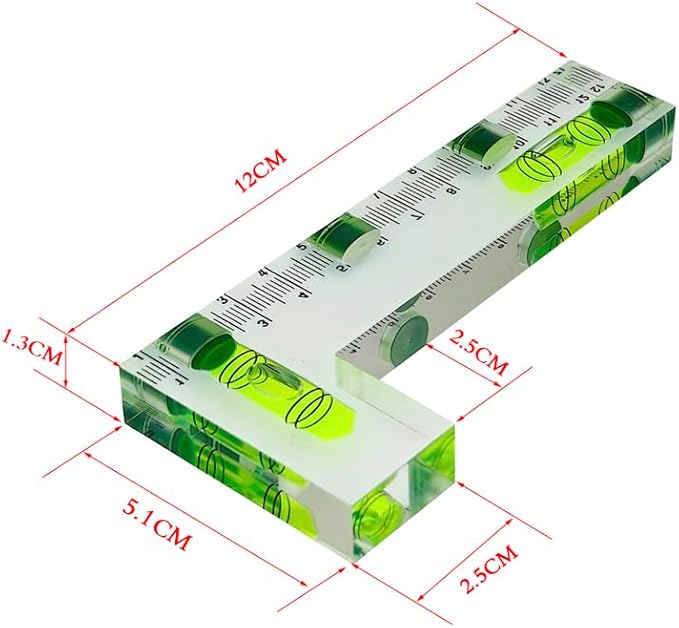 Transparent Rectangular high-Precision L-Shaped Level Integrated Small Household Magnetic Water Level (green, 120 * 51 * 13mm)