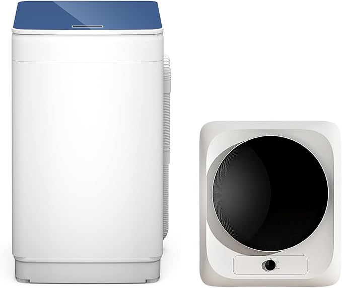 Zynkez 18Lbs Washer and 10Lbs Dryer Combo, Full Automatic Portable Laundry Set with 7 Wash Programs, 5 Dry Modes, Stainless Steel Tub, Compact for Apartments, Dorms, RVs