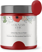 Country Chic All-in-One Chalk Paint for Furniture, Cabinets, Home Decor, Eco-Friendly, Matte Finish, Built-In Primer & Top Coat for Wood, Metal - Poppy (Red) - Pint 16 oz (475 ml)