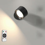 LED Wall Lights with Remote, 1 Pack RGB Rechargeable Wall Mounted Reading Sconces Lamp 3000mAh, 3 Colors & Dimmable Magnetic 360° Rotation Cordless Wall Lighting Spotlights for Bedroom Bedside Hallway