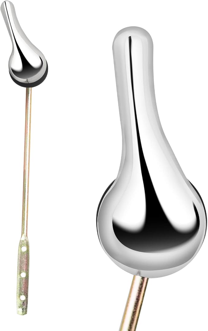 Toilet Handle Replacement Kit, Toilet Flush Handle with Stainless Steel Flapper Chains, Universal Toilet Lever for Most Front Mount Toilets, Chrome Finish Toilet Flush Lever