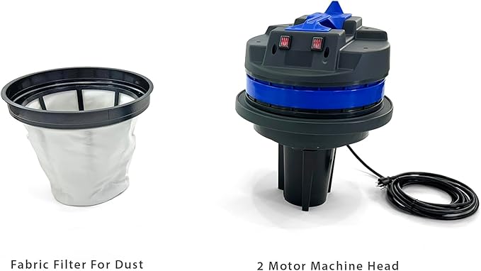 Compact Industrial Wet/Dry Vacuum Cleaner | 2 Motors | 2000 Watt Power | 225 CFM | 19 Gallon Capacity