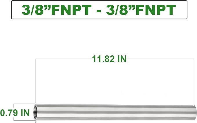 TAISHER 2PCS Stainless Steel Pipe Fittings, 3/8" NPT x 3/8" NPT Female Threaded, 12" Length Nipple Cast Pipe