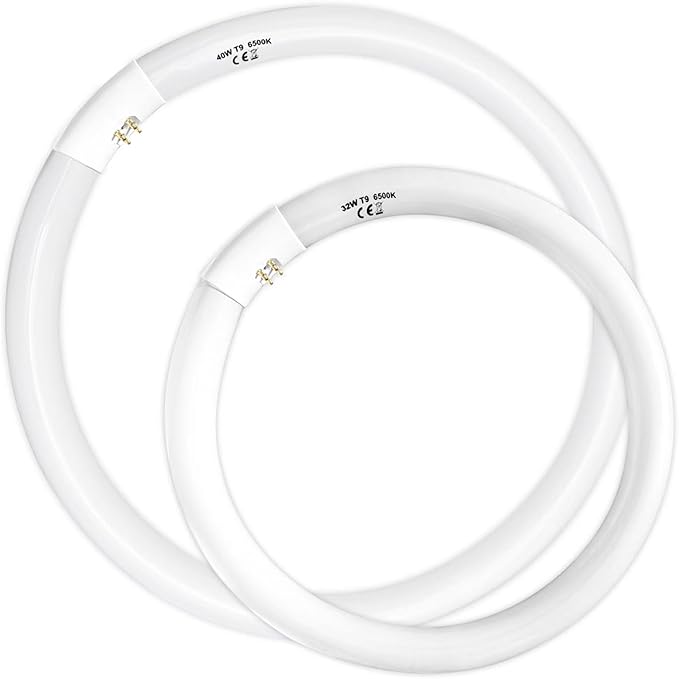 FC16T9 40 Watt and FC12T9 32W Set 6500K, 16 inch T9 40W Circline Light Bulbs, 12 inch 32W Circular Fluorescent Round Bulb CRI 80, DL 4700 Lumen G10q