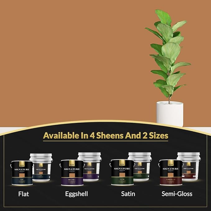 EVOLVE Signature Paint & Primer: Luxury Paint & Primer for Indoor & Outdoor Surfaces, Minimal Odor, Satin Sheen (Luxury Tan, 5 Gallon)
