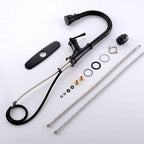 APPASO Black Kitchen Faucet with Pull Down Sprayer Head - Single Handle High Arc Single Hole Pull Out Kitchen Sink Faucets with Deck Plate, Matte Black