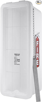 Fire Extinguisher Cabinet Fire Extinguisher Box Outdoor Fire Cabinet Mounted Fire Extinguisher Cabinet Fire Extinguisher Cover (White with Breaker Bar Attachment, Rx350, Plastic, 10 Pounds, 10, AKA1)