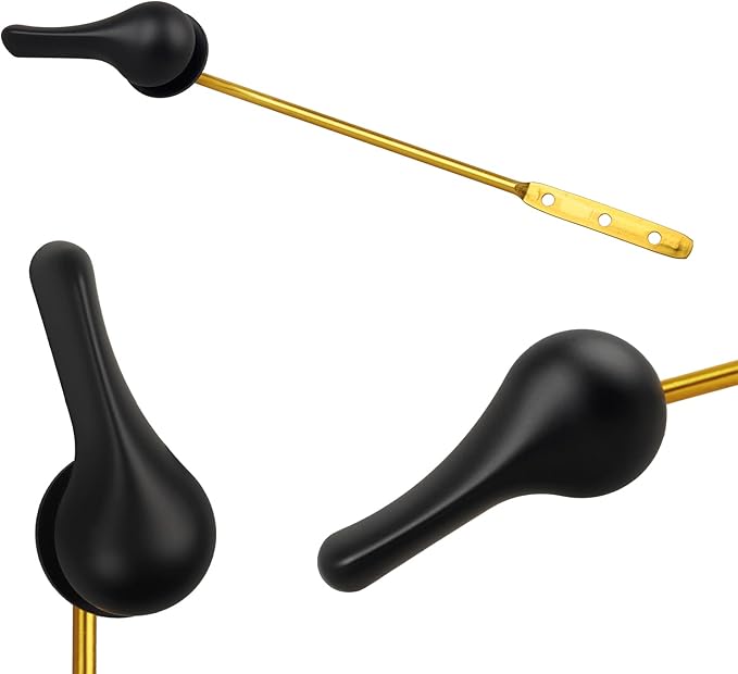 Toilet Handle Replacement Kit, 2-Pack Toilet Lever Flush Handle, Toilet Flusher Handle Lever with Stainless Steel Flapper Chain, Front Mount Toilet Trip Levers Fit for Most Toilet Tanks, Matte Black