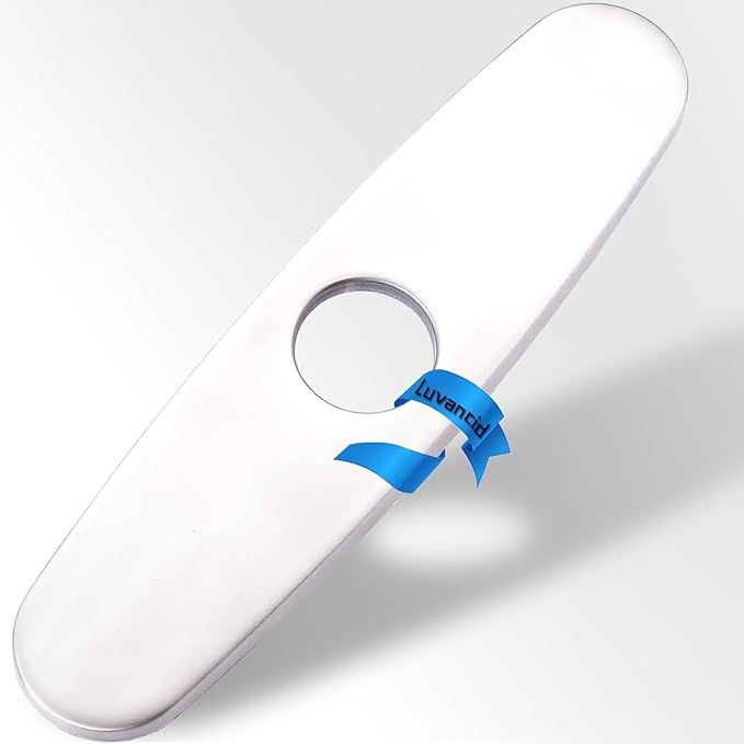 10 inch Faucet Hole Cover Plate, Brushed Chrome 304 Stainless Steel Escutcheon Deck Plate to Convert 3-Hole Sink to Single Hole Faucet, No-Leak Design