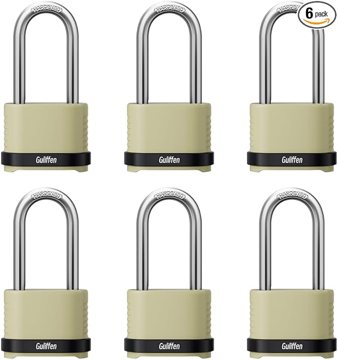 Heavy Duty Combination Padlock, Outdoor Combo Lock Weatherproof, Pad Locks with Long Shackle for Locker, Shed, Garage, Gate, Fence, 6 Pack