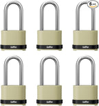 Heavy Duty Combination Padlock, Outdoor Combo Lock Weatherproof, Pad Locks with Long Shackle for Locker, Shed, Garage, Gate, Fence, 6 Pack