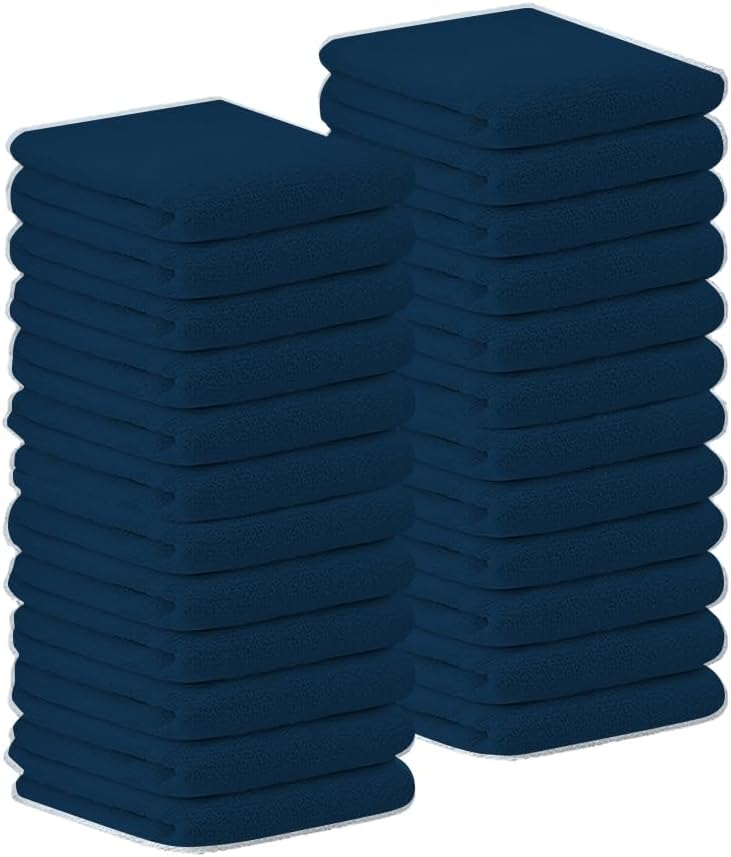 Bar Mop Blue Stripe 6 lbs 16x19 Pack of 24, 100% Cotton Double Stitched Route Ready Absorbent Kitchen Towel Dish Towels and Dishcloths Towels Sets Washcloth Kitchen Towels