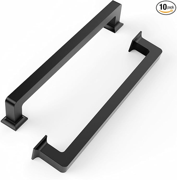 FILTA 6.3 Inch(160mm) Hole Centers Matte Black Cabinet Pulls(Set of 10),Black Handles for Cabinets Zinc Alloy Kitchen Cabinet Pulls Cabinet Hardware for Cabinets Cupboard Drawer