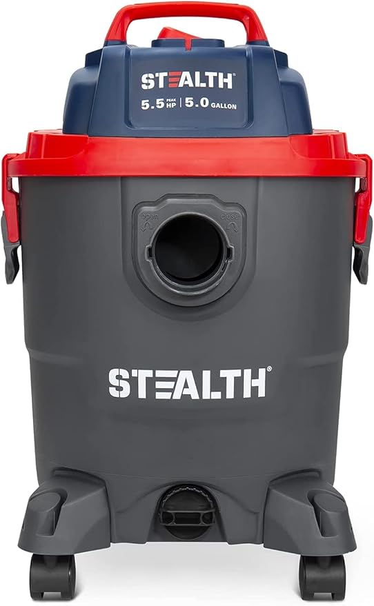 Stealth Wet/Dry Vacuum 5 Gallon, 5.5 Peak HP Shop Vacuum with Blower & Drain Port for Home Clean, Garage Clean, Car Detailing, Workshop, ECV05P2 Small Shop Vac