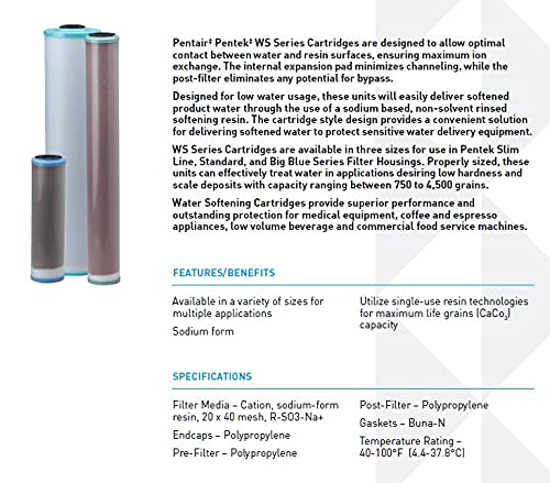 Pentair Pentek WS-10, 10" Water Softener Cartridge, 10" x 2.5"