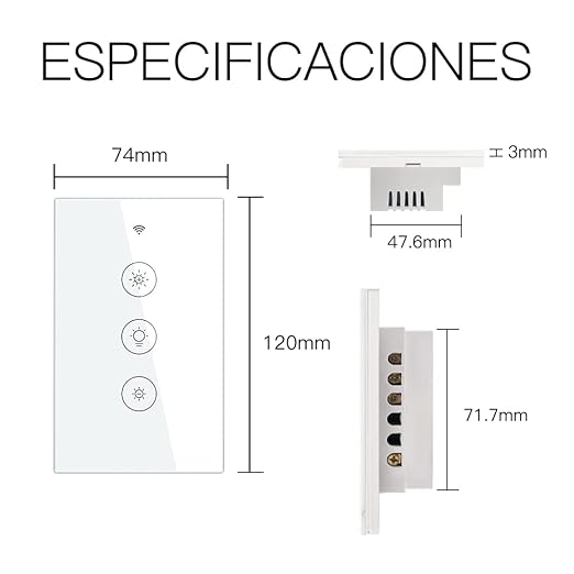 MoesGo WiFi RF Smart Light Dimmer Switch 2/3 Way Muilti-Control Association Smart Life/Tuya APP Relay Status Backlight Switch Off RF Remote Control,Compatible with Alexa Google Voice Assistants White