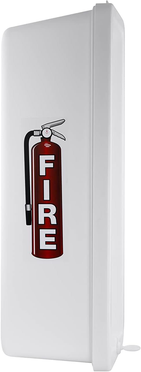 Fire Extinguisher Cabinet Fire Extinguisher Box Outdoor Fire Cabinet Mounted Fire Extinguisher Cabinet Fire Extinguisher Cover (White with Hammer Attachment, Rx350, Plastic, 10 Pounds, 4, AKA1)