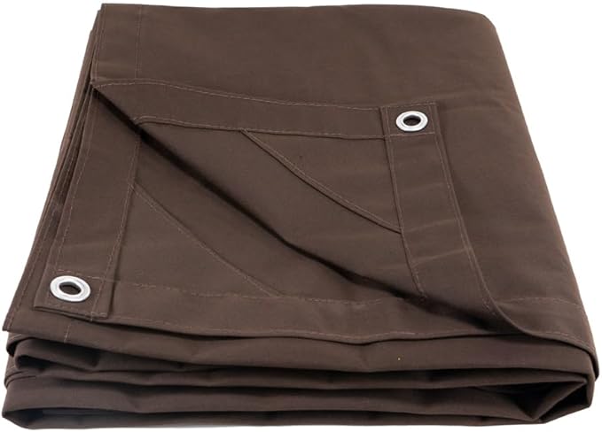 Mytee Products 10' x 12' Dark Brown Canvas Tarp 12oz - Water Resistant & Breathable - Heavy Duty Tarps - Multipurpose Tarpaulin Cover for Camping Tent