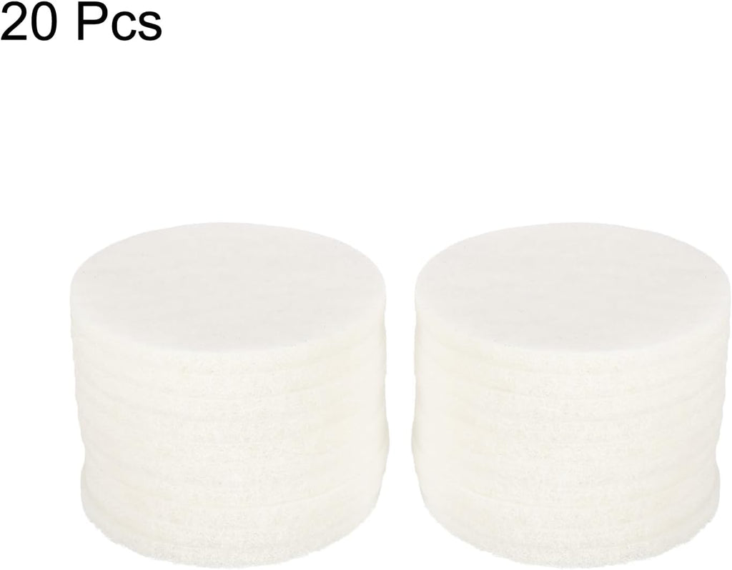 HARFINGTON 20pcs Scrubber Scouring Pads 450 Grits 5 Inch Drill Power Brush Hoop and Loop Surface Conditioning Disc Drill Scuffing Disc Scrub Pads for Home Kitchen Cleaning, White