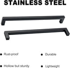 10 Pack Black Kitchen Cabinet Handles 10 Inch Matt Black Stainless Steel Square Cabinet Pulls Furniture Dresser Wardrobe Handles Modern Cabinet Hardware