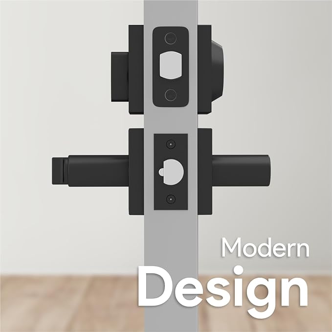 Mega Handles Prime Entrance Combo, Entry Lever Door Handle and Single Cylinder Deadbolt Lock and Key Combo Pack, Heavy Duty Square Locking Door Levers Set for Left or Right-Handed Doors - Matte Black