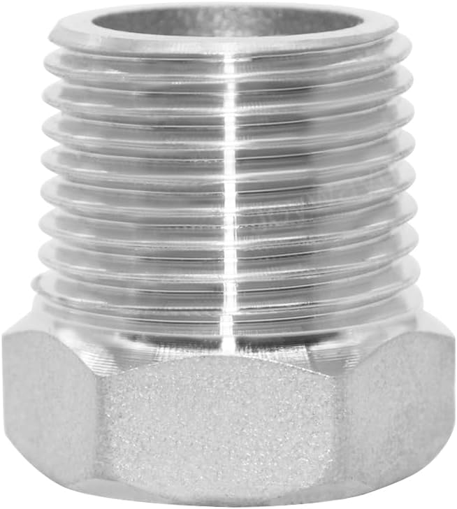 Joywayus Stainless Steel Hex Head Bushing Reducer Pipe Fitting 3/8 NPT Male × 1/4 NPT Female (Pack of 2)