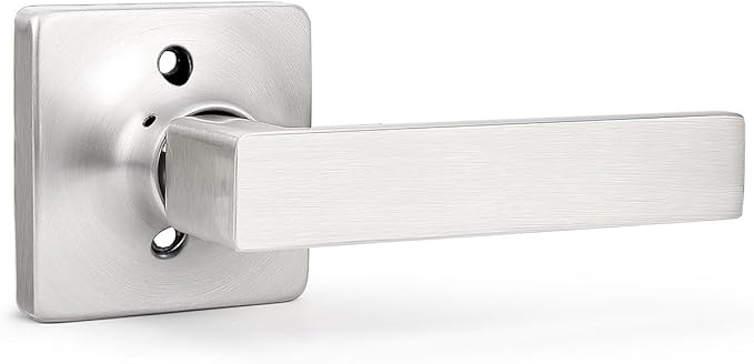 GOBEKOR 1 Pack Brushed Nickel Lever Door Handle Dummy Door Levers Square Closet Door Handles for Pantry Interior Non-Turning Door Lever
