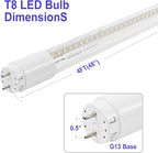40 Pack 4FT LED T8 Type A+B Tube Lights, 24W, 5000K, Single or Double End Powered, Plug and Play or Ballast Bypass, 4 Foot T10 T12 Fluorescent Bulbs Replacement, Clear Cover
