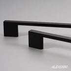 Alzassbg 10 Pack Matte Black Cabinet Pulls, 3 Inch(76mm) Hole Centers Rectangle Cabinet Handles Kitchen Pulls for Cabinets AL3051MB