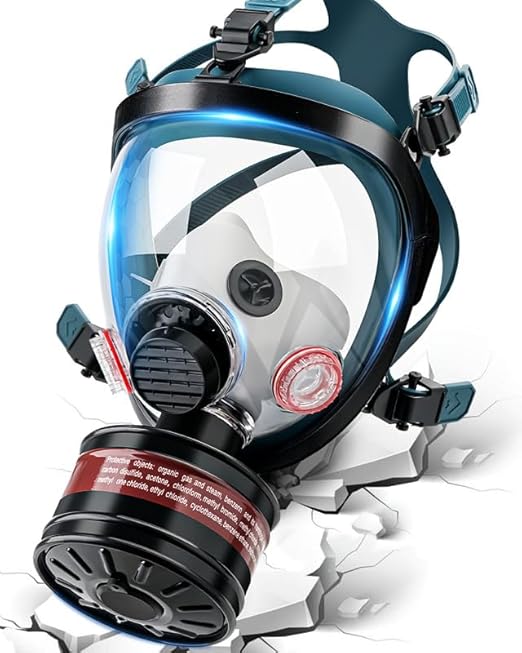Full Face Gas Mask Respirator, Gas Masks Survival Nuclear and Chemical with 40mm Activated Carbon Filter & 6001 Filters, Respirator Mask for for Organic Vapor, Chemicals, Paint, Dust, Particles