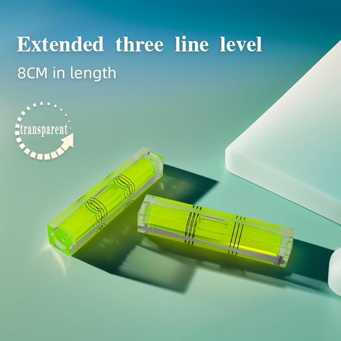 High precision mini bubble, double line small level bubble, three line flat ball level, household ruler can be turned 180 degrees (Non-magnetic, 80 * 15 * 15mm（4PCS))