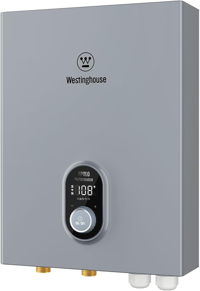 Westinghouse 18kW 240V Tankless Water Heater Electric, Up to 4.2 GPM, WiFi Control Compatible with Alexa & Google Home, ETL, IPX4, Apolo 2.0 Gray.