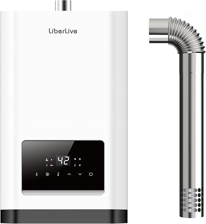 Propane Gas Tankless Water Heater with Vent Pipe, Indoor Installation, Max 3.6 GPM, 80,000 BTU Propane Residential On Demand Instant Tankless Hot Water Heater, Multiple Points of Use, 120V, White