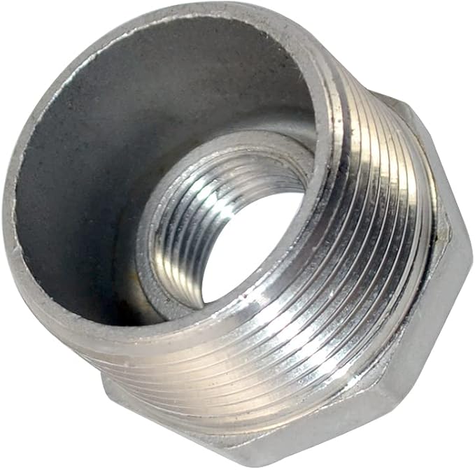 1-1/4" Male NPT to 1/2" Female NPT Female Reducing/Reducer Bushing Pipe Fitting,Adapter,Stainless Steel SS 304 Hex Bushing