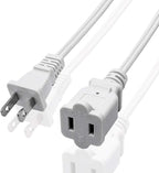 2-Pack Indoor Extension Cord 10FT,2 Prong Extension Cords White,US Male/Female Short Power Cable, UL Listed Perfect for Home Appliances, Office or Christmas Lights