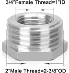 Joywayus Stainless Steel Hex Head Bushing Reducer Pipe Fitting 2 NPT Male × 3/4 NPT Female (Pack of 2)