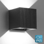 BIRTALO 20 Watt LED Up and Down Outdoor Wall Lights Adjustable 6500K Modern Wall Sconce Square Waterproof Black Aluminum Exterior/Interior Porch Lighting for Living Room,Gardens,Stairs,2 Pack