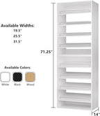 ROOMTEC Modular Closet System, 25.5" Shoe Shelf Closet Tower Wall-Mounted Closet Organizer, Wooden Tower for Walk-In Closets, Wardrobe Storage Kit, White