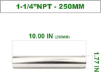 TAISHER 1PCS Stainless Steel Pipe Fittings, 1-1/4" NPT Female x 1-1/4" NPT Female Threaded, 10" Length Nipple Cast Pipe