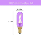 Small Base Purple Light Bulb E12 Colored Chandelier Light Bulbs, 4W 40 Watt Equivalent Dimmable Purple Candelabra Light Bulbs, 6 Pack