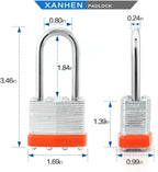 Lock Outdoor Padlocks, Key Lock, Padlocks with Same Key - Laminated Steel Keyed Padlocks with Long Shackle, 48 Pack, for Hasp Latch, Sheds, Fences, Storage Locker, School, Gym