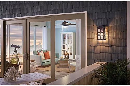 Kichler Beacon Square 1-Light Outdoor Wall Light in Olde Bronze, Clear Hammered Glass Shade, (6.5" W x 12" H x 7.5" D), 49829OZ