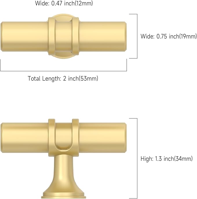 Asidrama 10 Pack Brushed Gold Kitchen Cabinet Knobs Cabinet Hardware Zinc Knobs for Dresser Drawers