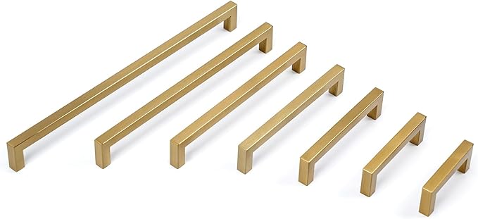 30 Pack Champagne Cabinet Pulls Square Drawer Handles Cupboard Handles Modern Stainless Steel Kitchen Cabinet Handles 8 Inch Caninet Hardware