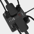 Power Strip, AHRISE Extension Cord with 6 AC Outlets and 4 USB Charging Ports(5V/3.4A,17W) for Smartphone Tablets Home, Office, Hotel, Cruise Ship, 5 Feet Long Cord, ETL Listed -Black