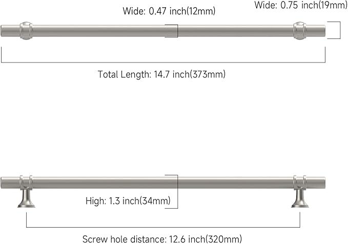 Asidrama 10 Pack 12.6 Inch(320mm) Brushed Satin Nickel Kitchen Cabinet Handles, Cabinet Pulls Kitchen Cabinet Hardware Cupboard Handles Drawer Pulls