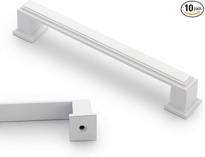 10 Pack 5 Inch(128mm) Hole Center Matte White Modern Cabinet Pulls Kitchen Cabinet Handles Kitchen Cabinet Hardware Timeless Drawer Pulls for Dresser Cupboard Wardrobe, Matte White(5x10)