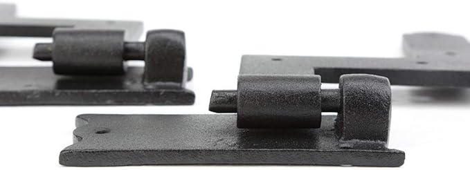 Renovators Supply Manufacturing - Heavy-Duty Black Wrought Iron Shutter Lift Off Pintle Hinges Colonial Pin Reversible for Doors, Window and Shutters with Hardware 6 1/2 Inches, Pack of 1 Pair