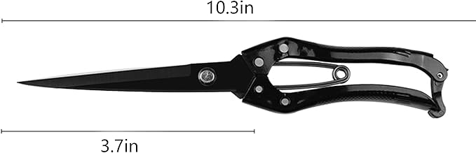 Grass Sheep Shear - Coated Wear-Resistant Handle, Manganese Steel Double-Edged, Strong Spring Suitable For Manual Shearing of Cow, Sheep, and Horse Hair (Black 10.2 inches)